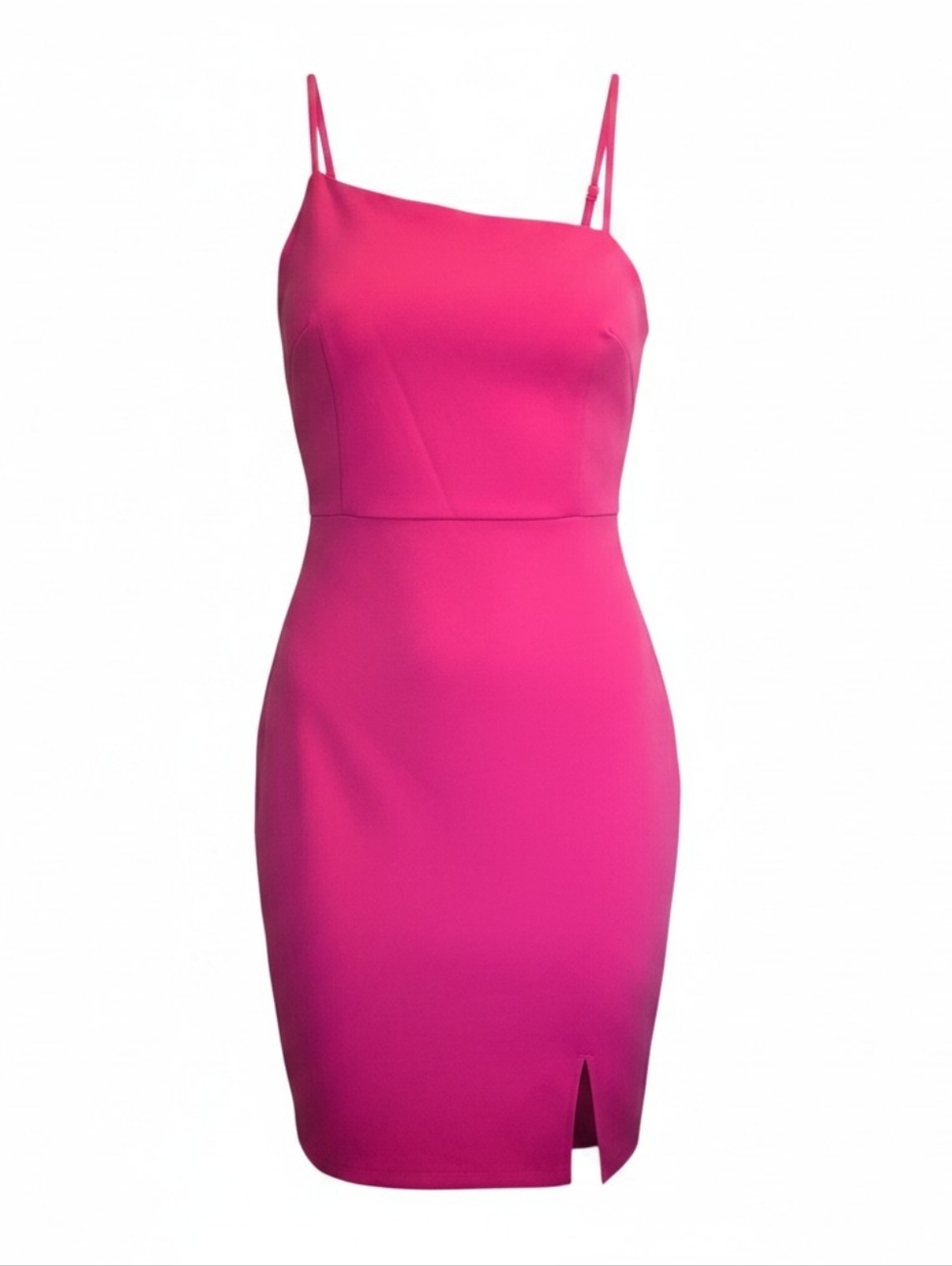 Owin Fuchsia Asymmetrical Neck Dress